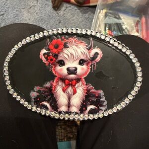 Cute Cow Hitch Receiver with Rhinestone Border